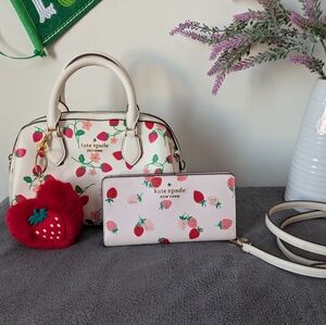 Kate Spade Madison Strawberry Duffle Satchel And Wallet